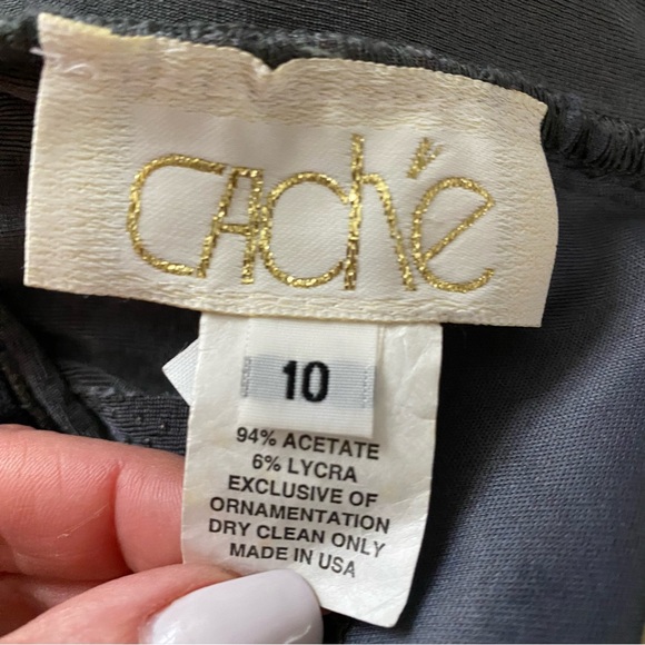 CACHE DRESS MAXI SHEATH SILVER METALLIC SLEEVELESS SEXY CRISSCROSS BACK SIZE 10 - Picture 12 of 12